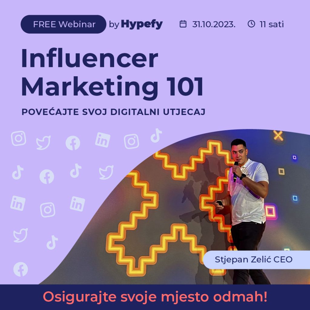 Stjepan Zelić predaje o influencer marketingu na webinaru.